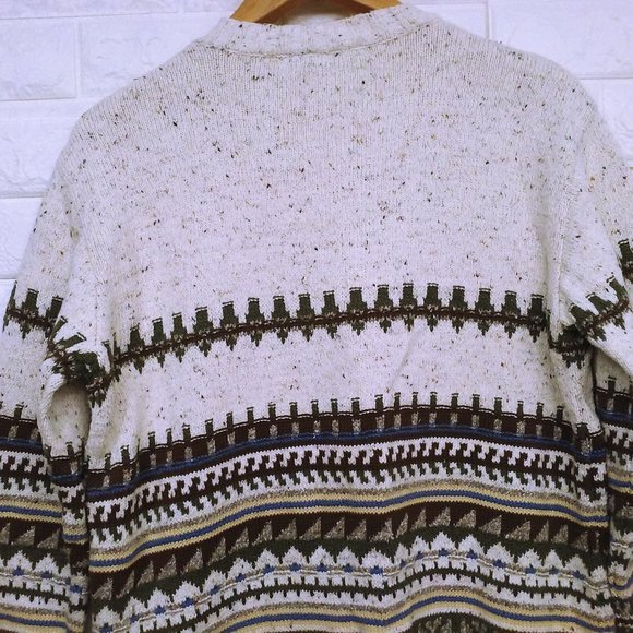 Vintage Liz Claiborne Lizwear Cardigan Sweater -M Pockets Zip Aztec Fair Isle - Picture 10 of 10